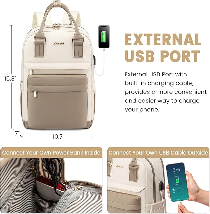 LOVEVOOK Backpack purse for Women, 14 Inch Laptop backpack with USB Port, Cute Waterproof Backpacks Stylish Travel Bags Vintage Daypacks Bookbag for College School Work