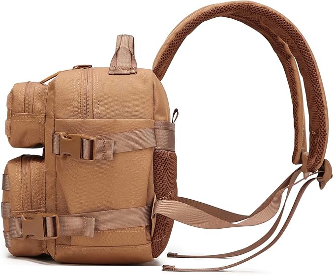 9L Mini Backpack for Women, 9L Small Hiking MOLLE Backpack for Gym, Travel, Camping (Brown)