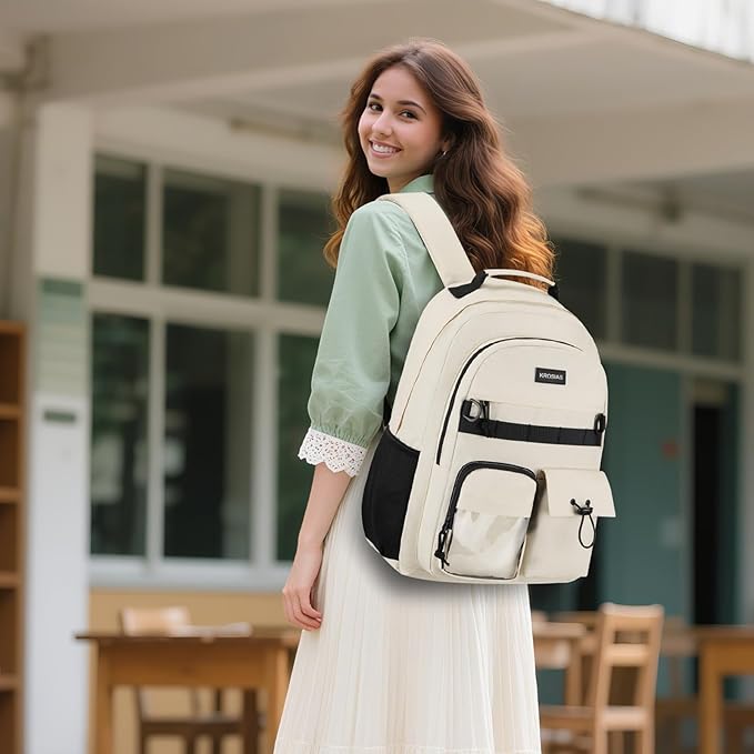 School Backpack for Women, 15.6 Inch Laptop Bookbag for Teen Girls Students College Backpacks with USB Charging Port for Business Work Travel Trip