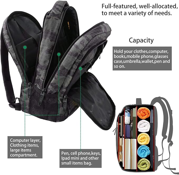 MATEIN Travel Backpack, Sturdy College School Backpack for 15.6 Inch Laptop with Anti Theft Pocket for Women & Men, Slim Lightweight Laptop Bag Computer Bookbag Daypack for Adult Teens Gift | with USB, Sturdy, Laptop Bag, Computer Bookbag, Daypack