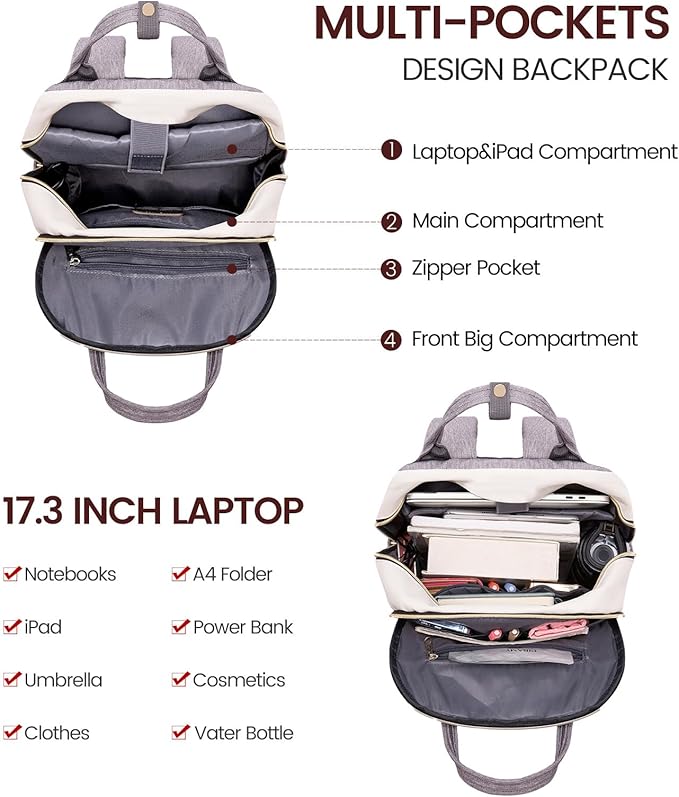 LOVEVOOK Laptop Backpack Women,Large Capacity 15.6 inch Laptop Bag Travel Backpack for Women,Computer Work College Teacher Backpacks with USB Port,Waterproof Personal Item Backpack Casual Daypack