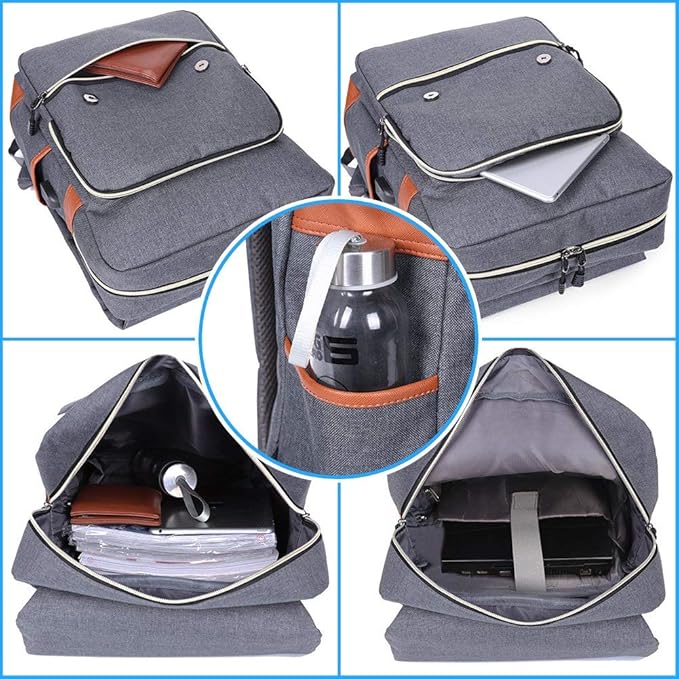 Modoker Eco-Friendly Vintage Laptop Backpack for Women Men,Travel Backpacks with USB Charging Port Fashion Backpack Fits 15.6Inch Notebook, Grey