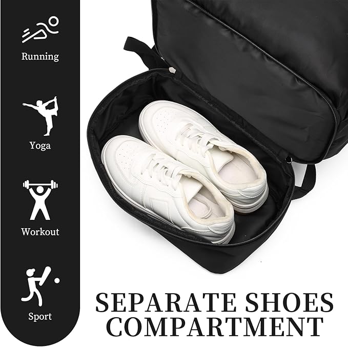 seyfocnia Gym Backpack for Men,Waterproof Travel Backpack With Shoe Compartment Lightweight Sports Gym Bag Casual Daypack-Black
