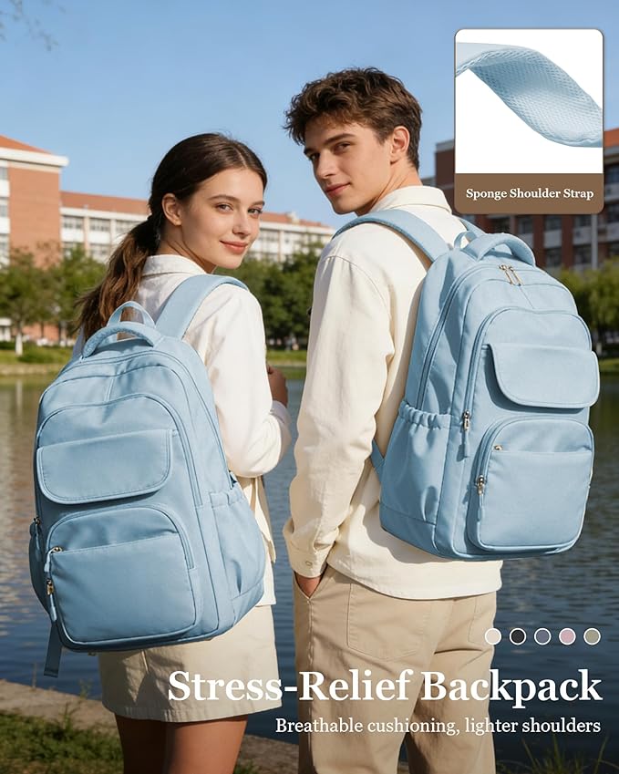 School Backpack for Women Men Cute Backpack for College Students Lightweight High School bag for Teens Girls Boys Waterproof Casual Daypacks Bookbag(Blue)