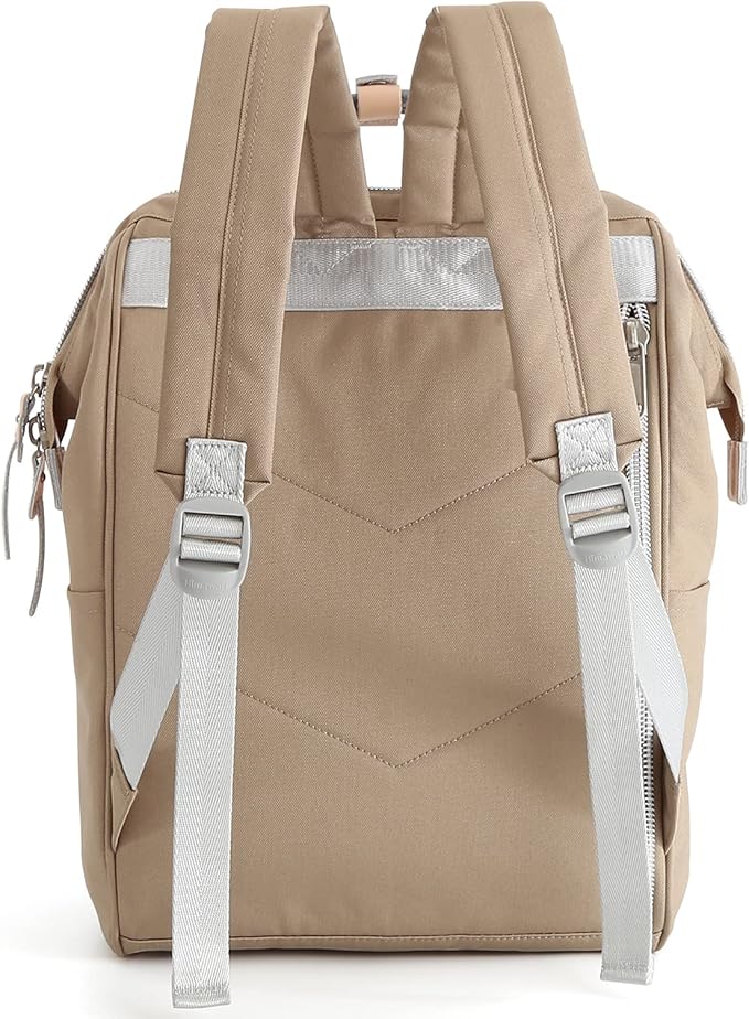 Himawari Laptop Backpack for Women & Men - Travel Backpack With USB Charging Port, Water Resistant, Large Business Bag, College & Doctor Bag (1881-Khaki+leaden22#)