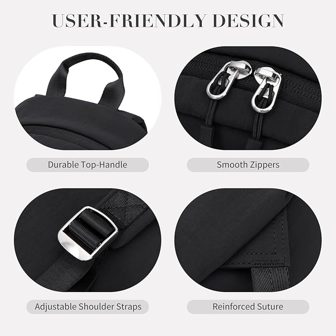 Mini Backpack for Women Fashion Small Backpack Purse Lightweight Daypack for Work Trave Daily,Black