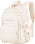 Cute Girls Backpack for School Kids Travel College backpack for Women Teen Beige Bookbags Aesthetic Laptop Bagpack