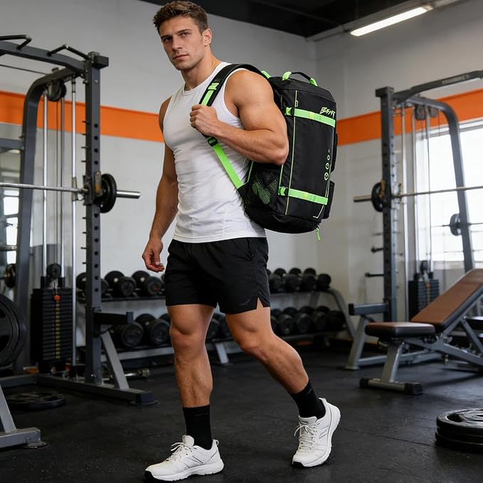 BE SMART 2 in 1 Convertible Gym Duffel Bags with Shoes Compartment - 40L Waterproof Extra Large Workout Backpack for Gym Men, Heavy Duty Sports Duffle Backpacks for Travel, Hiking, Camping, Carry On