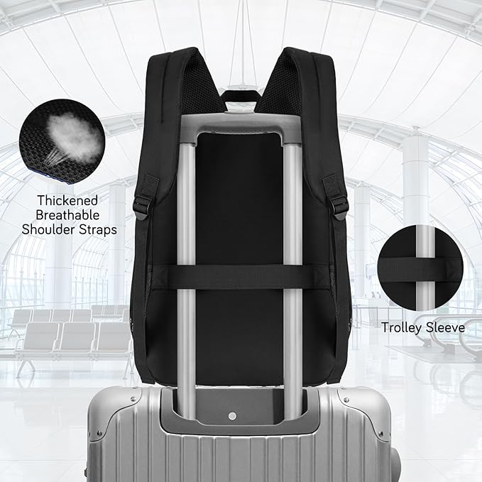 Goloni Lightweight Laptop Backpack 1.1Lbs, 36L Wear-Resistant Water Resistant Backpack with Laptop Compartment for Men Women, College Work Travel Bookbag,Black