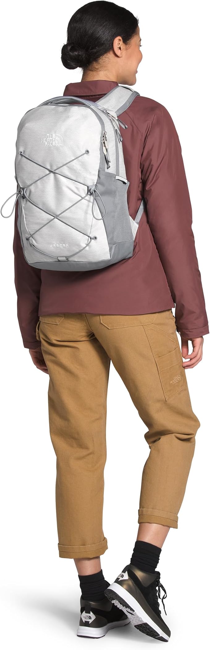 The North Face Women's Jester Everyday Laptop Backpack - Commuter Travel Bag, Laptop Sleeve, Water-Repellent, TNF White Metallic Mélange/Mid Grey-NPF, One Size