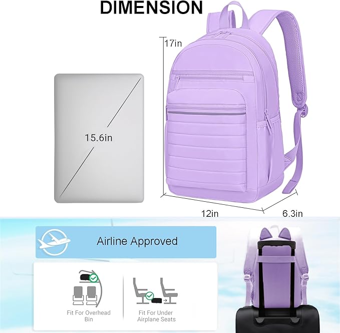 KEOFID Travel Backpack for Women, Womens Work Backpacks, Anti-theft Backpack Purse, Back pack for College Girls, Carry-On Travel Backpacks,Bookbag(Purple)