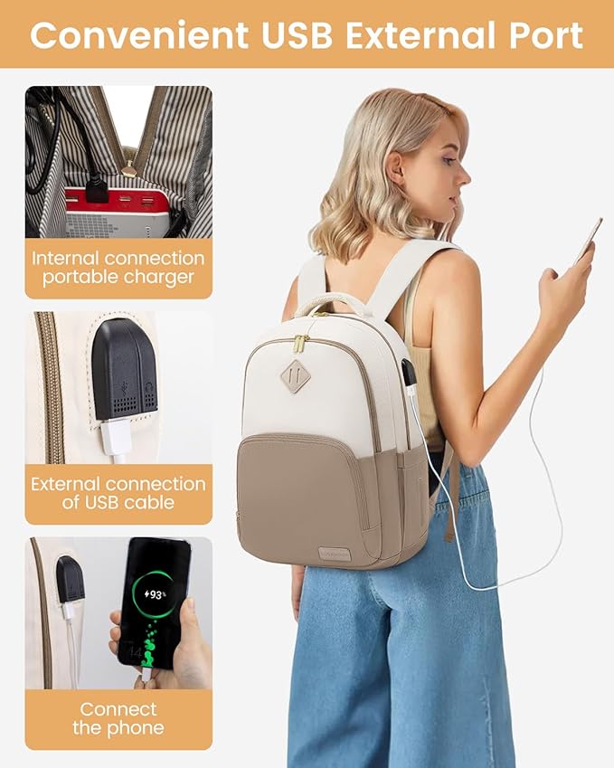 LOVEVOOK School Backpack for Women Classic Backpack with 17.3" Laptop Compartment Lightweight Bookbag for College Work High School