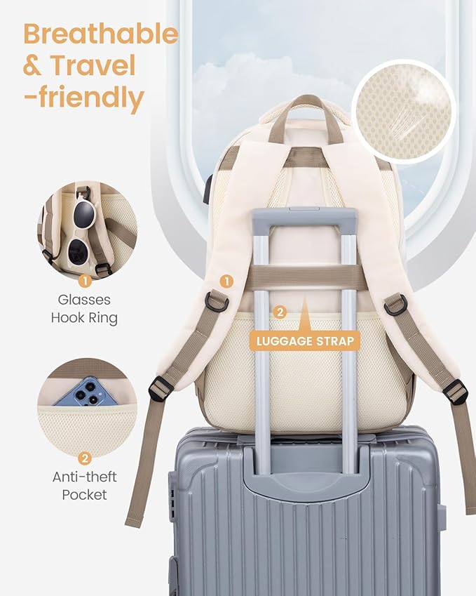 LOVEVOOK School Backpack for Women Classic Backpack with 17.3" Laptop Compartment Lightweight Bookbag for College Work High School