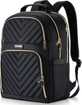 Laptop Backpack for Women, School Backpack for Teen Girls, 15.6 Inch Quilted Work Backpack Purse, Large Anti-theft Bookbag for Students, Casual Daypacks for Women,Black