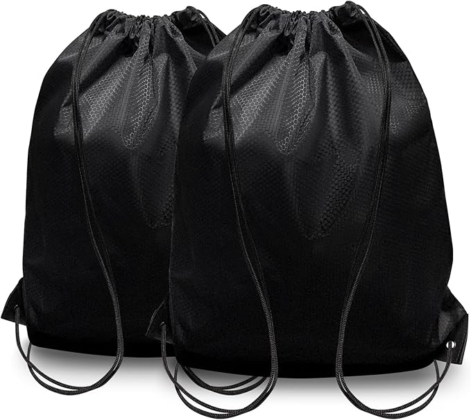 HIIXHC 2-Pack Black Drawstring Backpacks, Cinch Bag, Lightweight & Washable Sackpack, Perfect for Gym, Sports, Travel - Men & Women,X-Large 22.4"x17.5"