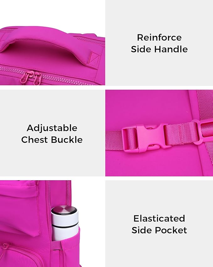 FODOKO Backpack for Work, Casual Backpack for Women Men Daypack Backpack for Travel College Bookbag Separate Compartment for 15.6 Inch Notebook Fuchsia