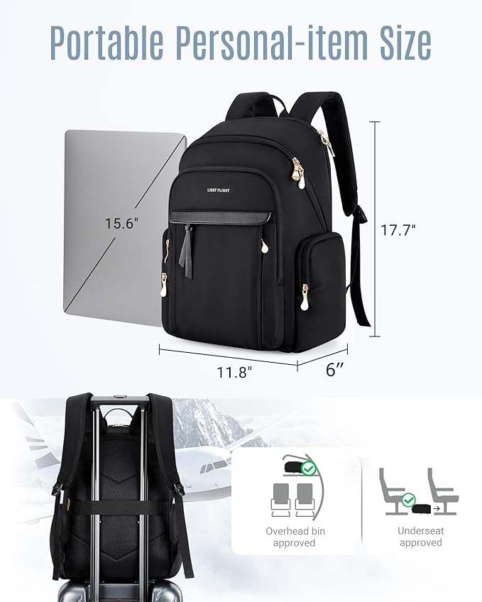 LIGHT FLIGHT Laptop Backpack for Women, 15.6 Inch Work Bag Business Backpack, Water Resistant Travel Bags for College, Beige
