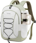 LOVEVOOK Mens Backpack with Giant Tumbler Holder Pocket,15.6 Inch Everyday Laptop Backpack Commuter Travel Work Computer Bag for Women,Casual Hiking College Teacher Back Pack Daypack,White-Bean Green
