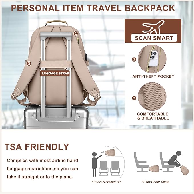 Laptop Backpack for Women Bookbag: 15.6 inch Work Backpacks with Pouch Pocket for Large Capacity Cup & USB Charger College Book Bag Travel Business Nurse Teacher Bookbags Anti-theft Back Pack