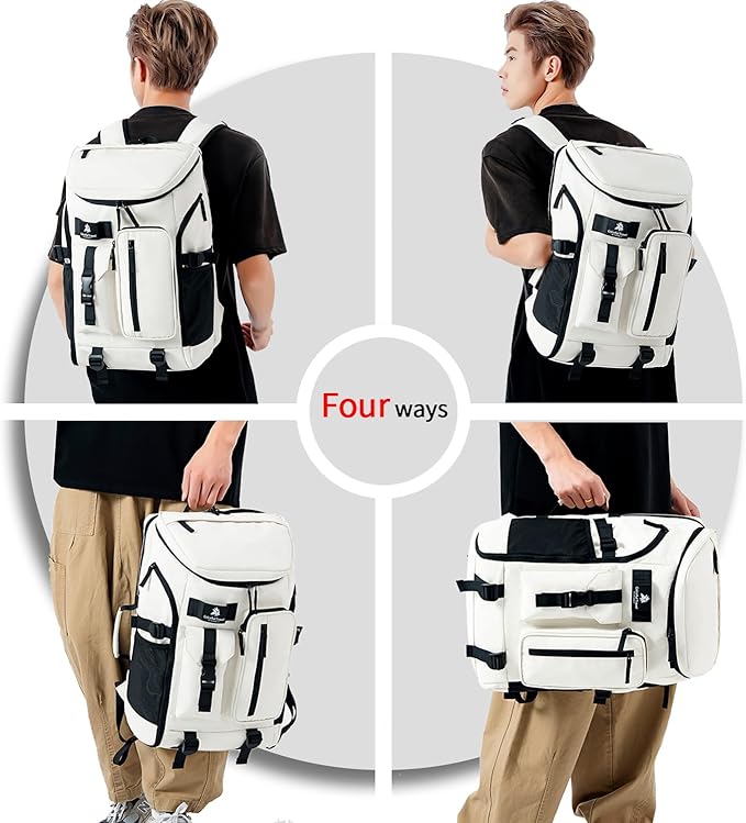 Kalesi Gym Duffle Tennis Bag Backpack 4-Way Waterproof with Shoes Compartment for travel Sport Hiking laptop (Black 02)