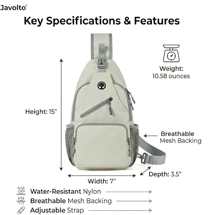 Sling Bag for Men Crossbody Backpack, Small Sling Backpack Mens Shoulder Bag, Casual Daypack Hiking Bag for Travel