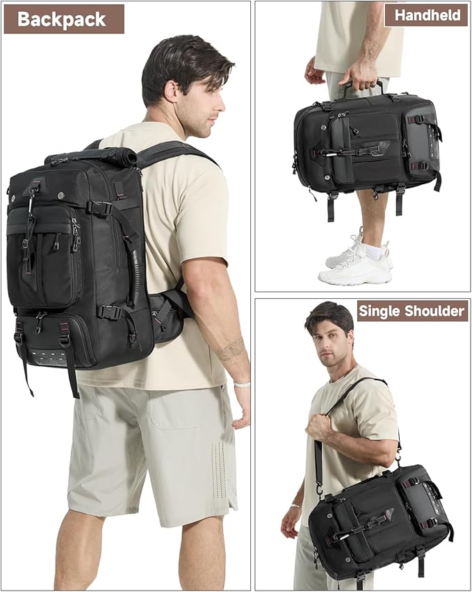 Travel backpack for men,60L Extra Large Carry on Backpack Durable Convertible Duffle Bag with Shoe Compartment Fit for 17 Inch Laptop for travel, camping,Weekender Hiking