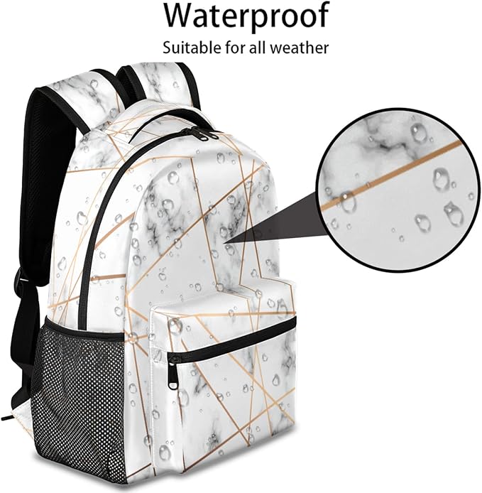 Pardick Backpacks Boys Girls, Abstract Marble Stone Geometric Lightweight School Backpack Laptop College Bookbag, Travel Casual Daypack, Hiking Camping Computer Rucksack