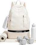 BJLFS Gym Backpack for Women Foldable Outdoor Weekender Gym Bag with Shoe Compartment & Wet Pocket, Waterproof Sports Backpack, Dance Back Pack & Yoga Track Bag-Beige