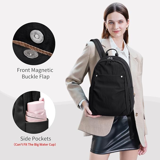 Mini Backpack for Women Fashion Small Backpack Purse Lightweight Daypack for Work Trave Daily,Black