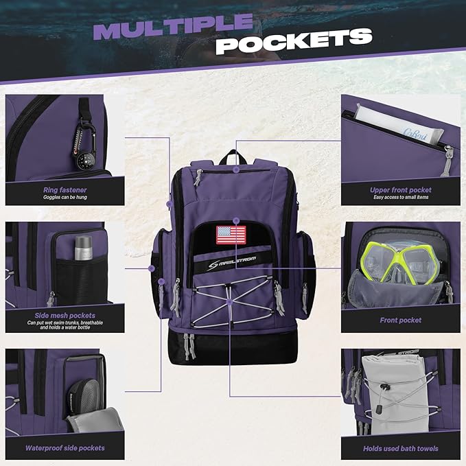 Maelstrom Swim Backpack 35L - Waterproof with Separate Shoe & Wet Compartment for Gym and Sports
