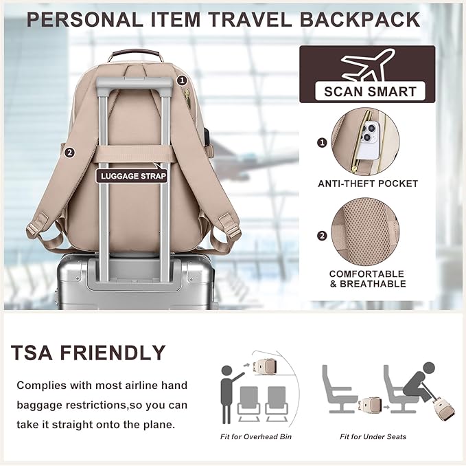 Laptop Backpack for Women Bookbag: 15.6 inch Work Backpacks with Pouch Pocket for Large Capacity Cup & USB Charger College Book Bag Travel Business Nurse Teacher Bookbags Anti-theft Back Pack