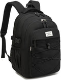 Black Backpack for Teens, Girls School Bookbag Aesthetic 17.3in Laptop Backpack for Commuter Women Students Middle High School, Black