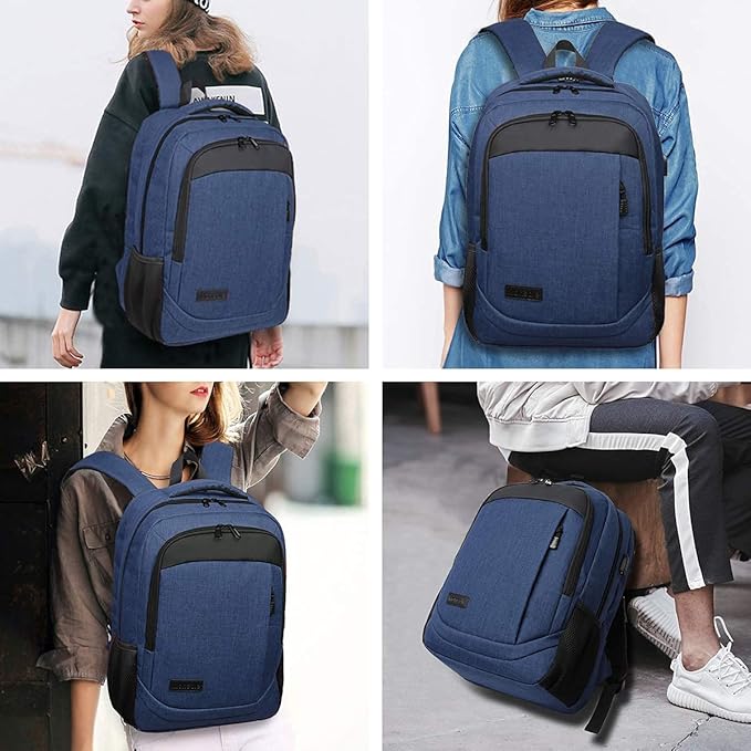 Monsdle Travel Laptop Backpack Anti Theft Backpacks with USB Charging Port, Business Work Bag 15.6 Inch College Computer for Men Women, Blue