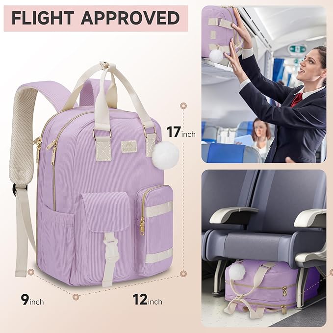 MATEIN Cute School Backpack for Teens Girls, 15.6 Inch Kawaii College Backpack Corduroy Computer Bookbag, TSA Lightweight Laptop Back Pack Aesthetic Preppy Kids Students, Purple