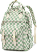 Laptop Backpacks for Women, Corduroy High School College Bookbag 15.6 Inch Laptop Bags for Girls Travel Daypack - Checkered Green
