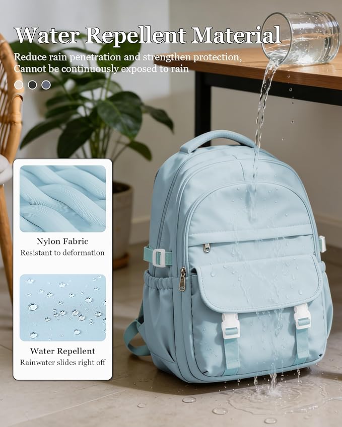 Waterproof Aesthetic Backpack For School, Cute High School Bookbag For Teen Girls Boys, Lightweight Casual Daypack Backpack For Women Men, College Backpack With Lots Of Pockets（Blue）