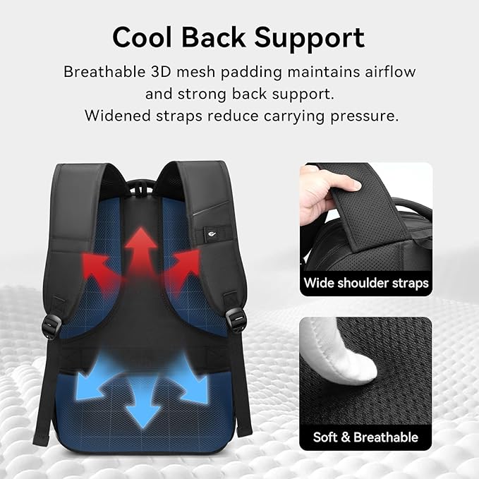 CROSSGEAR Laptop Backpack for Men, 17.3 Inch Large Travel Backpack with Anti-theft Lock, Water Resistant Business Computer Backpack with USB Charging Port, Breathable Padded, Casual Daypacks