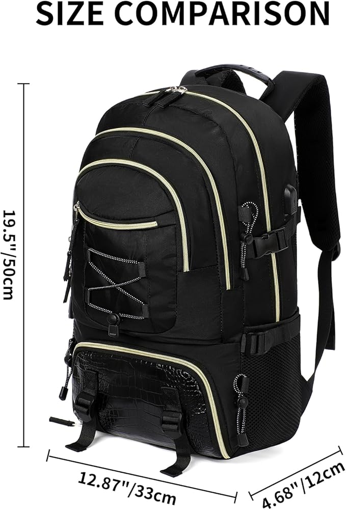 GAEKEAO Travel Backpack For Women Men Airline Approved 16 Inch Carry On Backpack with USB Charging Port Lightweight Casual Daypack for Hiking Business College Black