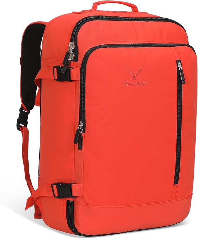 Hynes Eagle Carry on Backpack 38L Large Travel Backpack for Women Flight Approved Weekender Bag Laptop Backpack Men 15 inches Orange