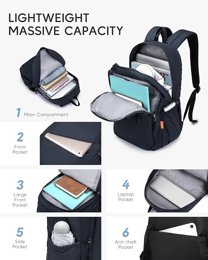 40x30x15cm Personal Item Bag Travel Backpack Carry On Flight Approved with Anti-Theft Pocket Water-resistant Casual Daypack for Weekender Business Hiking,Grey