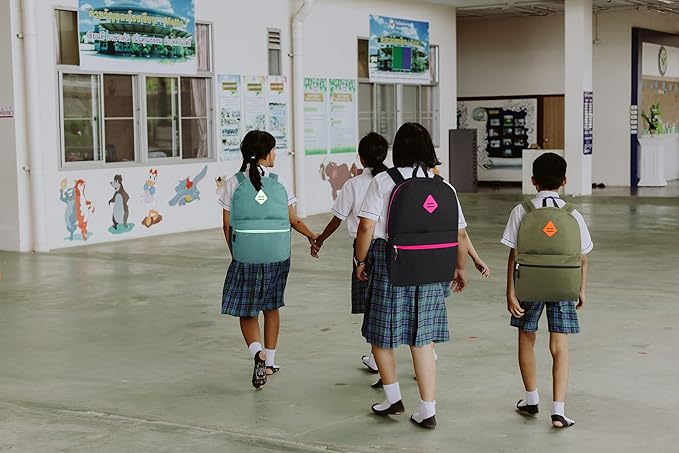 Large School Backpacks with Mesh Side Pockets – Classic 19 Inch Solid Color Backpacks for Kids, Men, Women, Travel