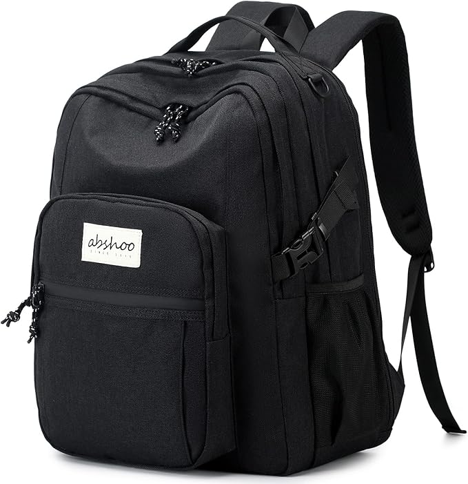 abshoo Classical Laptop Travel Backpack for Women Men College School Bookbag With USB Charging Port (Black)
