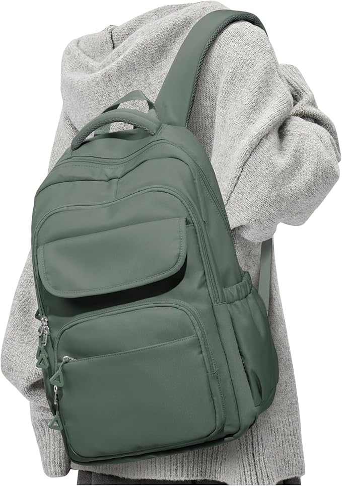 School Backpack for Women Men Cute Backpack for College Students Lightweight High School bag for Teens Girls Boys Waterproof Casual Daypacks Bookbag(Green)