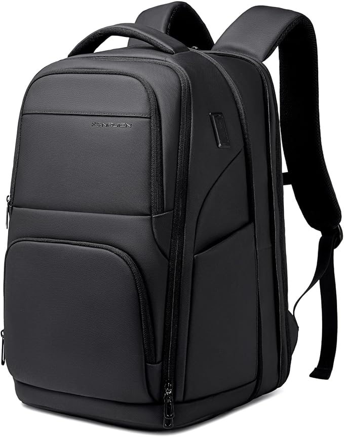FENRUIEN Expanded Laptop Backpack for Men, TSA-Friendly Travel Backpack with USB Charging Port, Anti-Theft Business Work Pack, Water-Resistant Fits 15.6”Laptop for Weekender