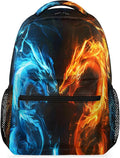 Pardick Abstract Dragon Backpacks for Boys Girls Kids Fire Water Dragon Lightweight 16 Inch School Backpack Laptop College Bookbag Travel Casual Daypack Hiking Camping Computer Rucksack Medium