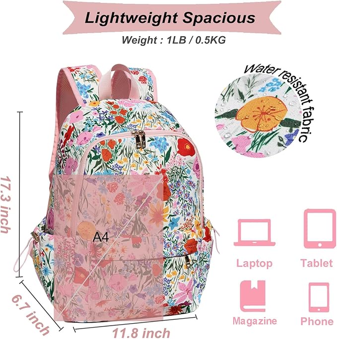 ESVAN Personalized Gifts Backpack Canvas Linen Nylon 17 inch Laptop Bag for Women Casual College