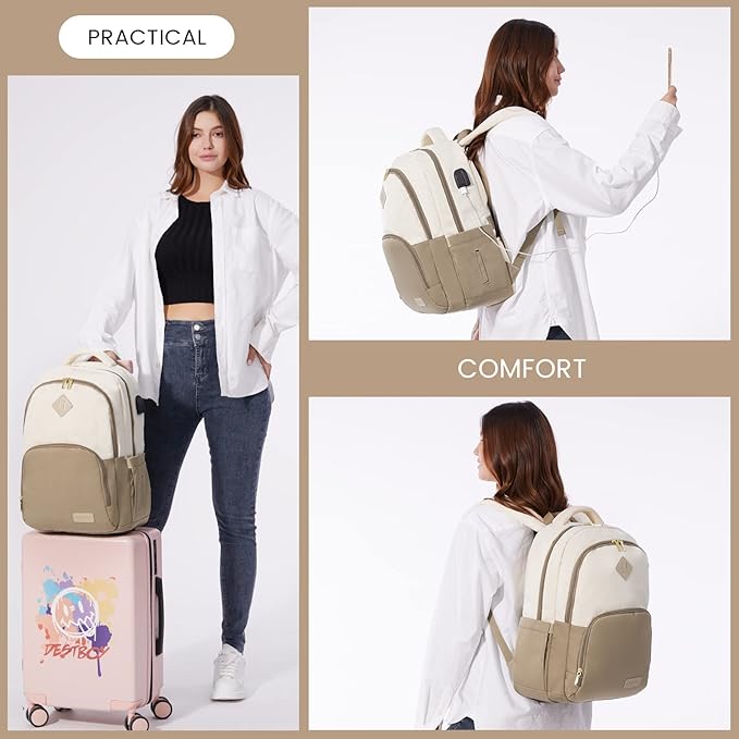 LOVEVOOK School Backpack for Women Classic Backpack with 17.3" Laptop Compartment Lightweight Bookbag for College Work High School