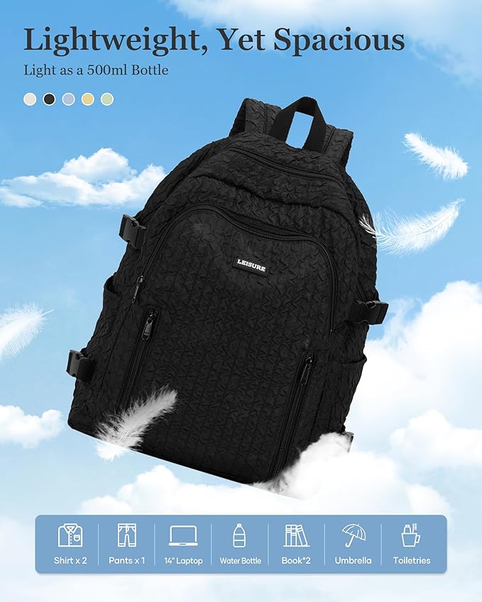 weradar Lightweight Middle School Bag For Teens Girls,Kawaii Backpack For College Students,Aesthetic Black Bookbag,Cute School Backpack For Women Casual Daypack