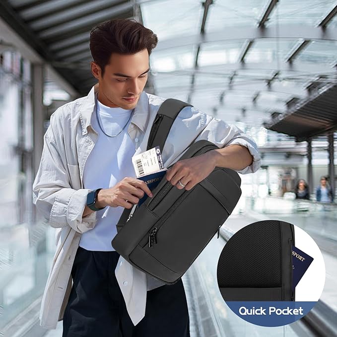 Business Backpack for Men Lightweight Commute Laptop Backpack Anti-Theft Water Resistant Backpack for 15.6 Inch Computer for Daily Office Work with Small Bag (Black, 15.6")