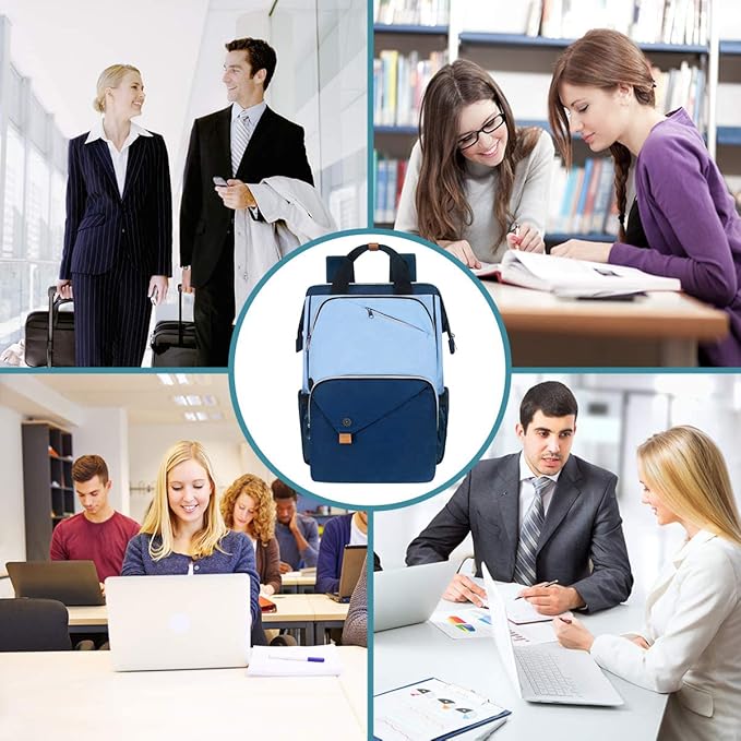 Hap Tim Laptop Backpack 15.6/14/13.3 Inch Laptop Bag Travel Backpack for Women/Men Waterproof School Computer Bag Large Capacity Bookbag for College/Travel/Business (7651EU), Blue